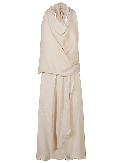 Silk95Five Backless Silk Mini Dress Beige beige