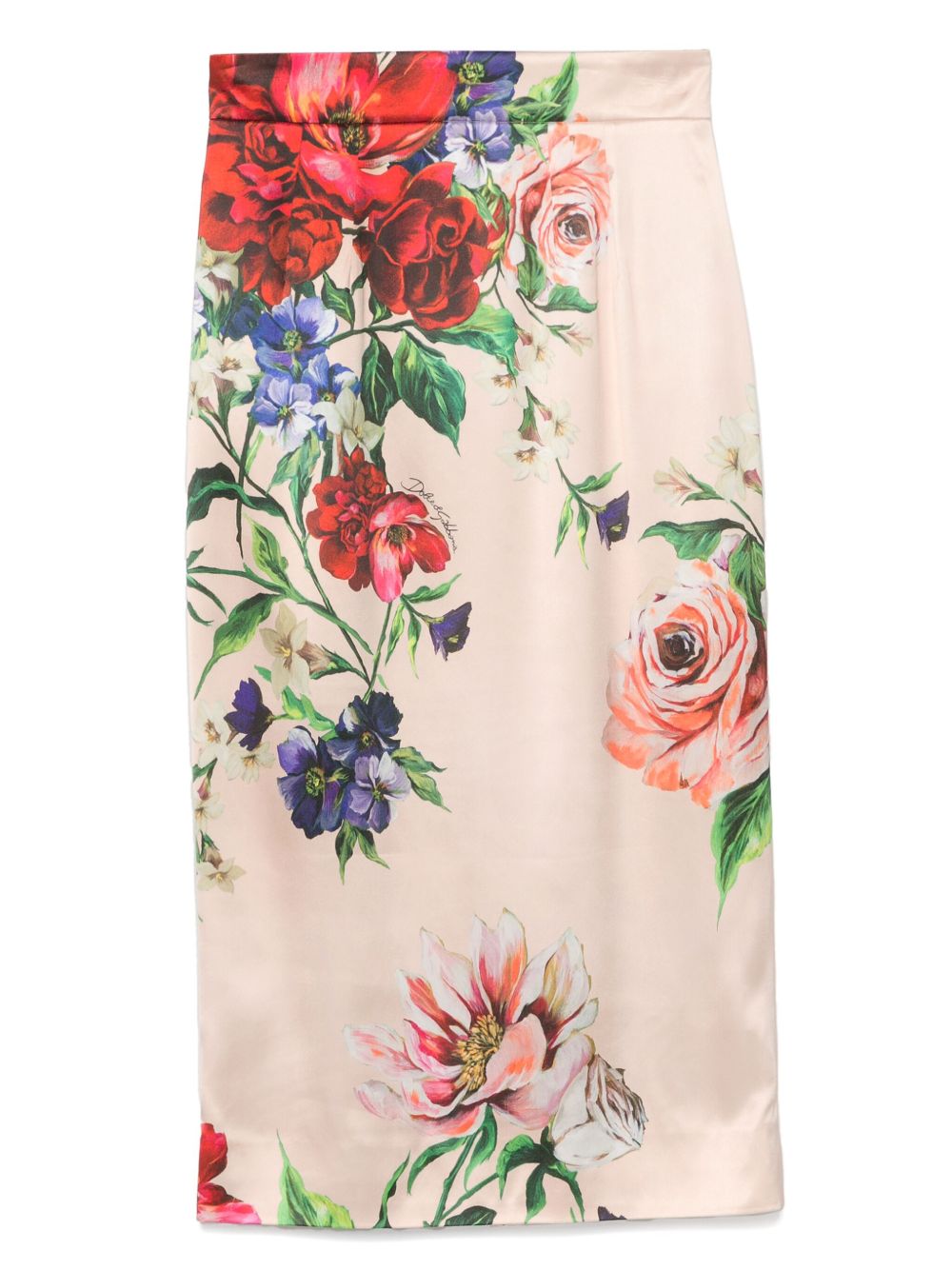Dolce & Gabbana Floral-Print Midi Skirt Pink