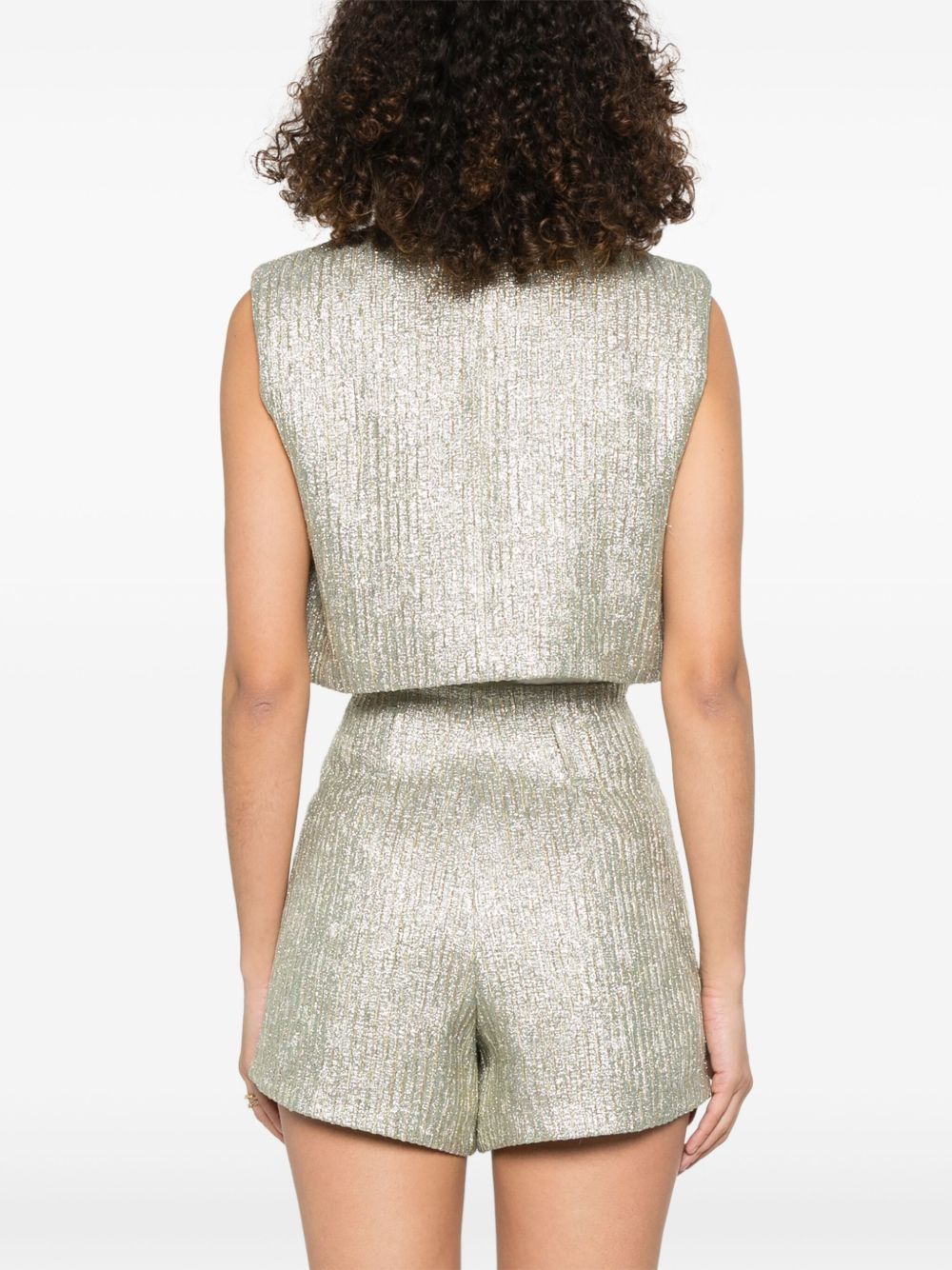 Forte Forte Metallic Threading Cropped Lurex Vest Golden