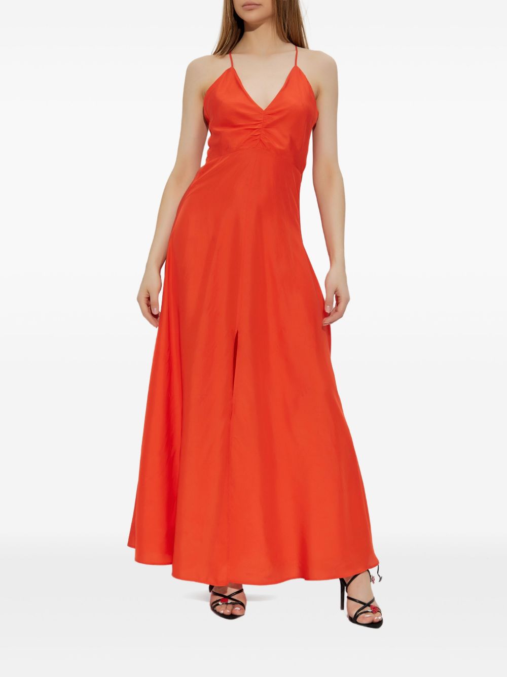 Forte Forte V-neck Maxi Silk Dress Red