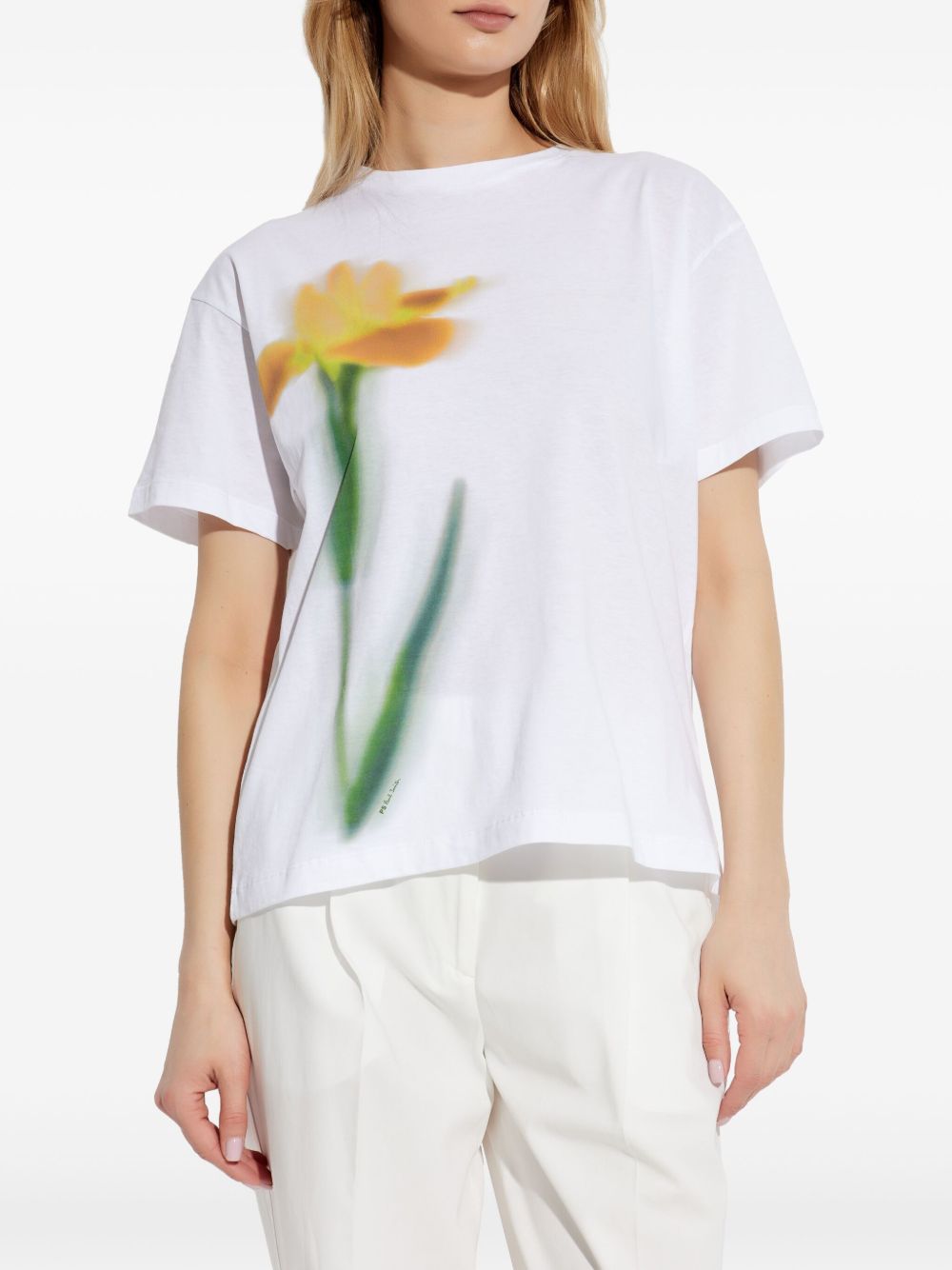 Paul Smith Flower Stem Cotton T-shirt White