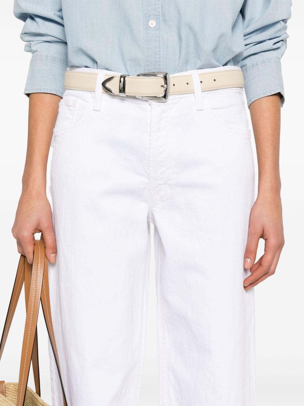 Mother The Spinner Zip Denim Jeans White