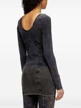 Diesel Faded Effect Black Seam-Detailed Cotton Top Black