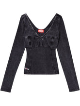 Diesel Faded Effect Black Seam-Detailed Cotton Top Black