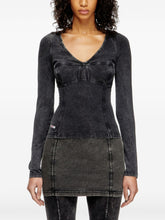 Diesel Faded Effect Black Seam-Detailed Cotton Top Black