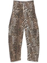 GANNI Leopard Print Organic Trousers Brown