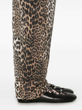 GANNI Leopard Print Organic Trousers Brown