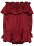 Saint Laurent Twill Ruffled Detail Mini Dress Red