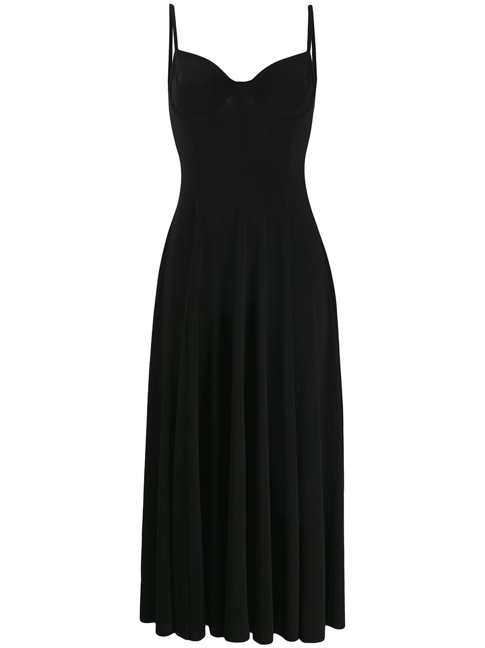 Norma Kamali Pleated Evening Long Dress Black