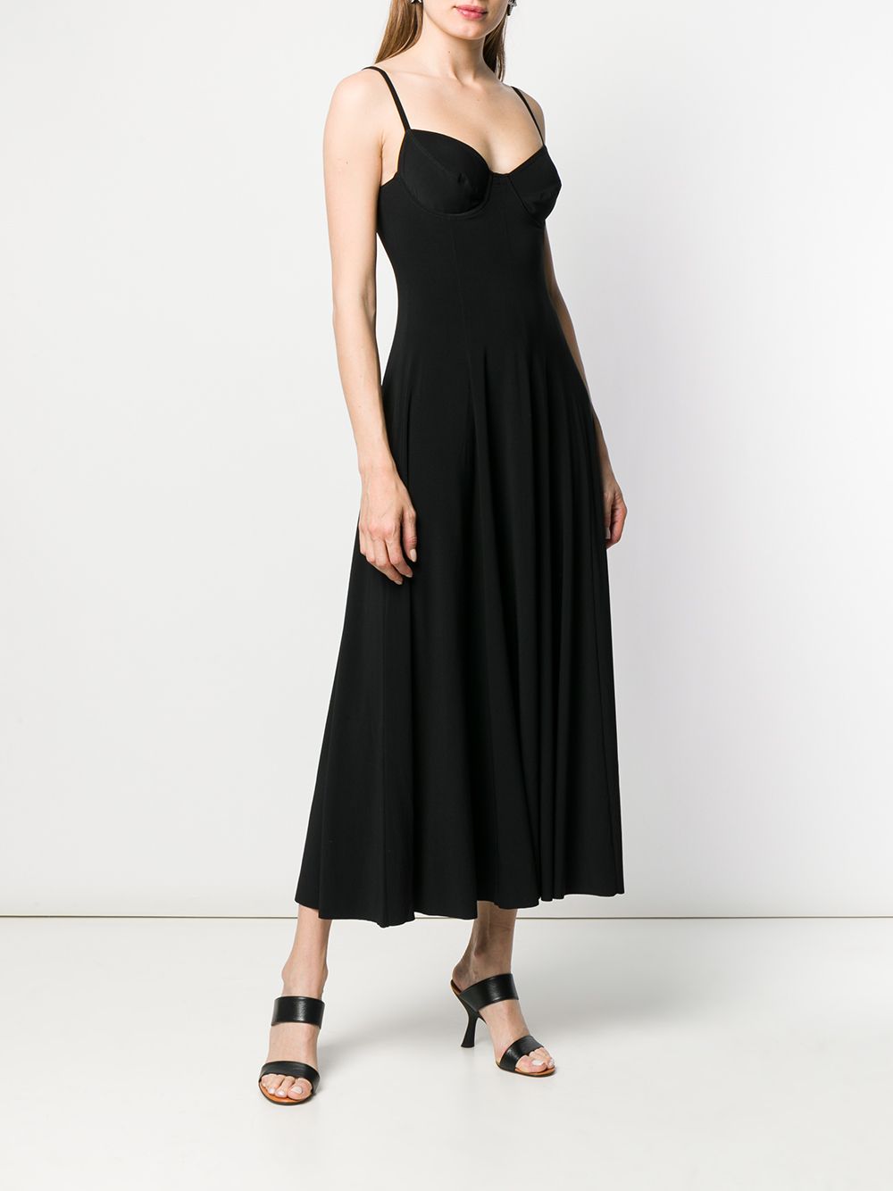 Norma Kamali Pleated Evening Long Dress Black