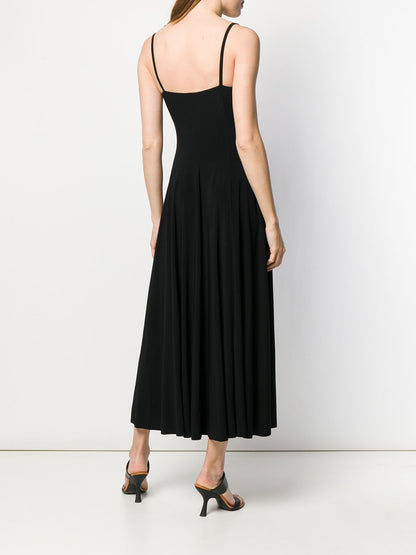 Norma Kamali Pleated Evening Long Dress Black