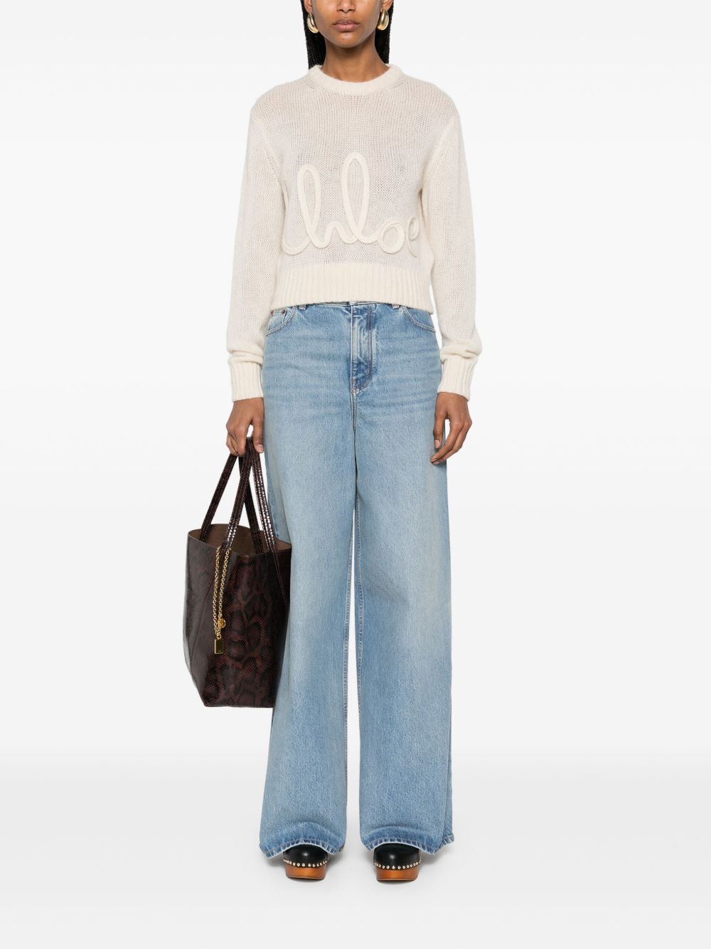 Chloè Flared Leg Denim Jeans Clear Blue