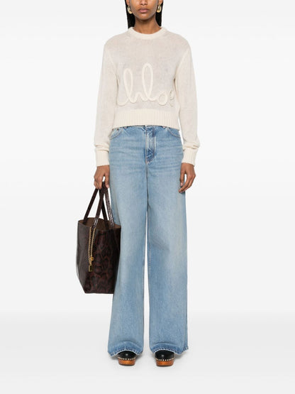 Chloè Flared Leg Denim Jeans Clear Blue