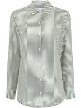 Equipment Striped Printed Silk Shirt Green 