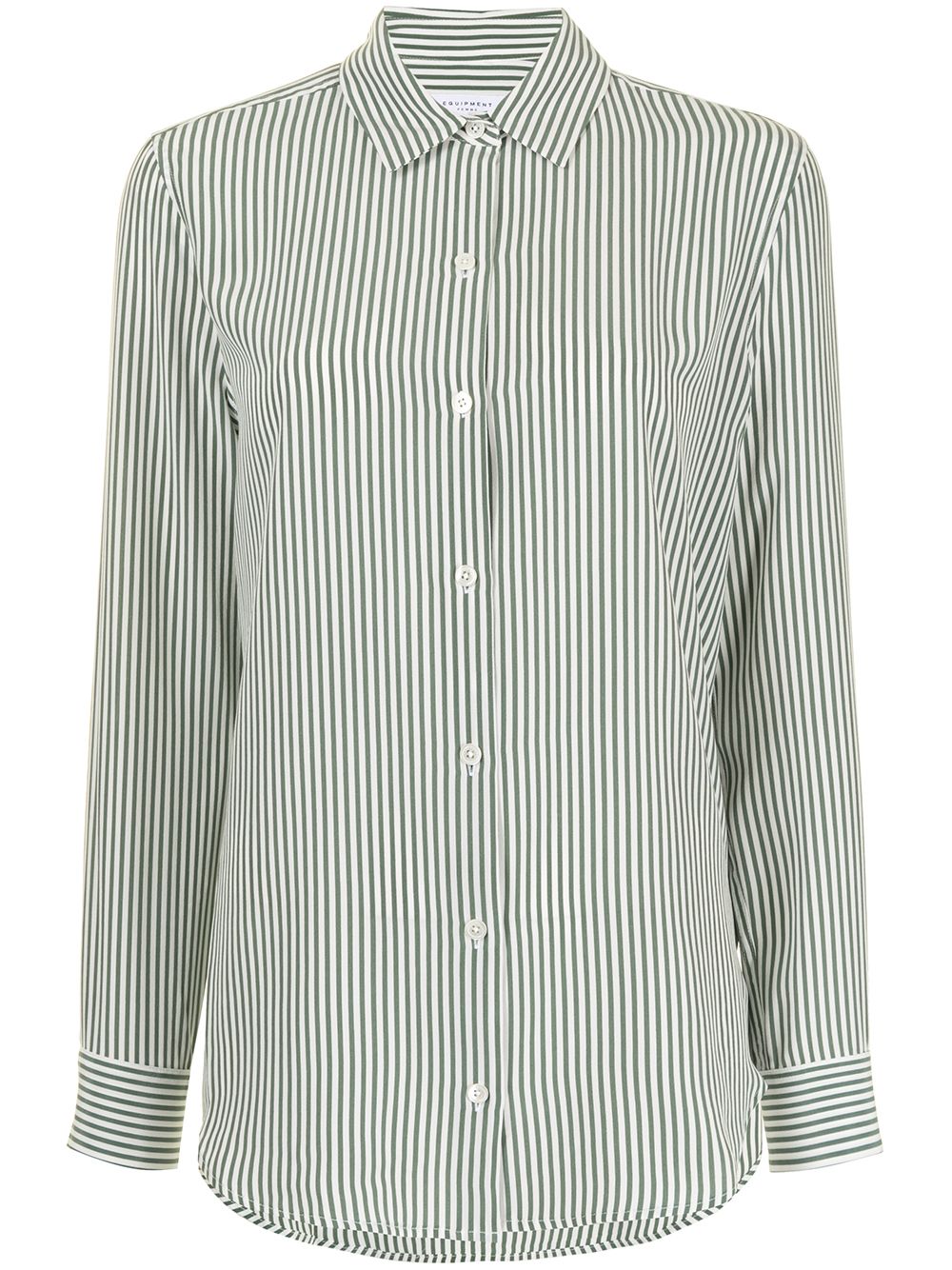 Equipment Striped Printed Silk Shirt Green 