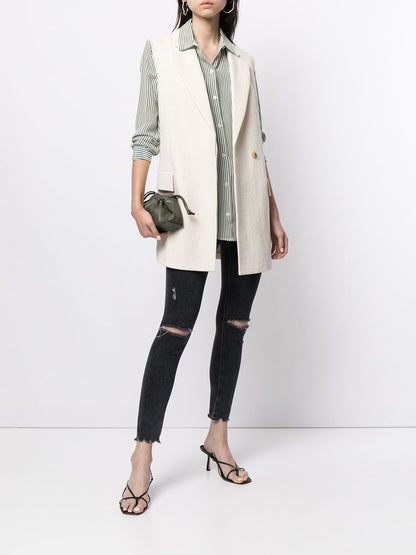 Equipment Striped Printed Silk Shirt Green 