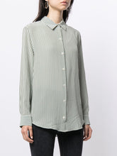Equipment Striped Printed Silk Shirt Green 