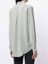 Equipment Striped Printed Silk Shirt Green 