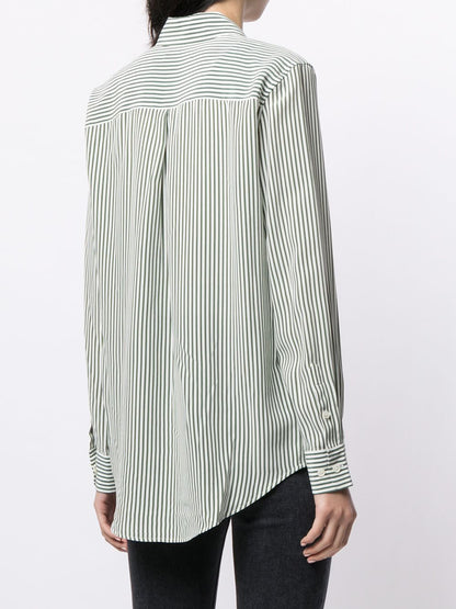 Equipment Striped Printed Silk Shirt Green 