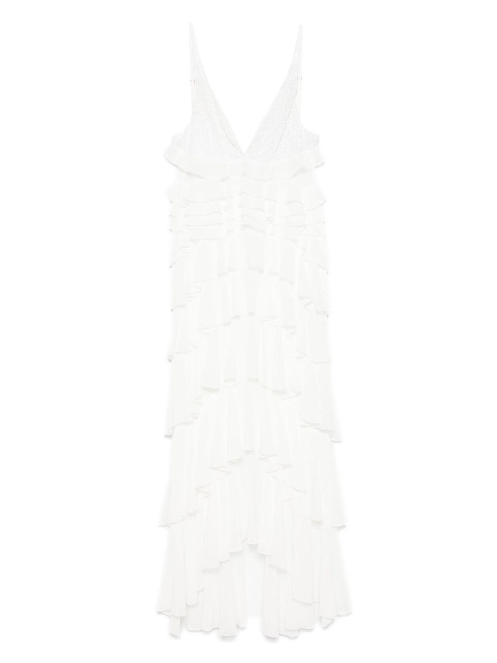 Elisabetta Franchi Georgette Ruffled Maxi Dress White