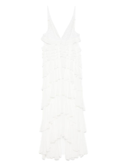 Elisabetta Franchi Georgette Ruffled Maxi Dress White