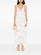 Elisabetta Franchi Georgette Ruffled Maxi Dress White