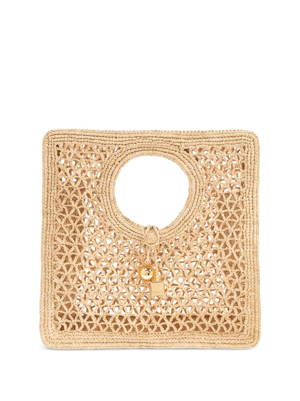 JACQUEMUS Small Square Spiaggia Rafia Handbag Beige