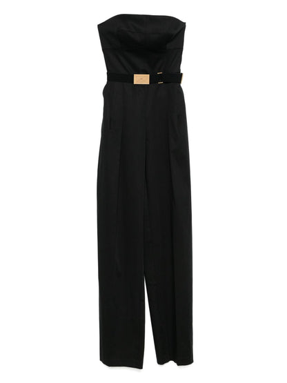 Elisabetta Franchi Off-shoulder Crossover-laces Jumpsuit Black