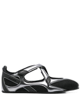 The Attico Floor 01 Black Mesh and Leather Ballet Flats Black