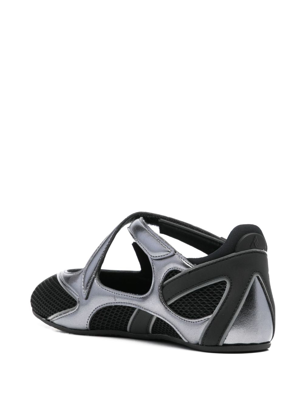 The Attico Floor 01 Black Mesh and Leather Ballet Flats Black