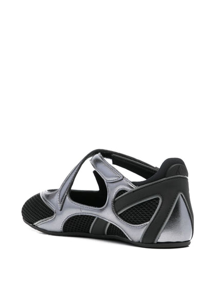 The Attico Floor 01 Black Mesh and Leather Ballet Flats Black