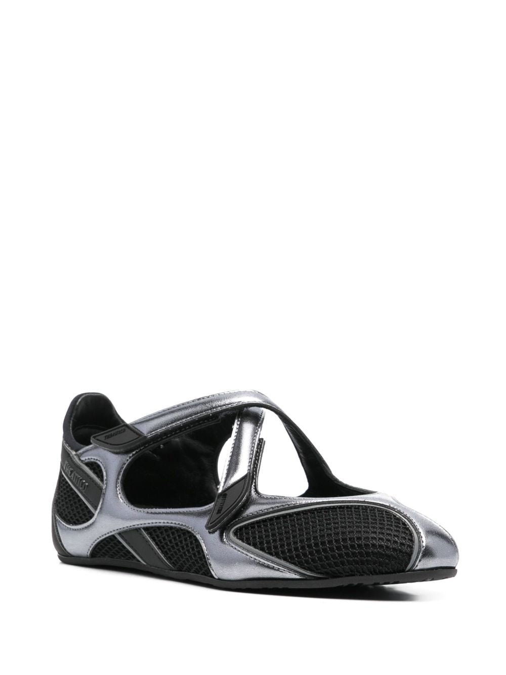 The Attico Floor 01 Black Mesh and Leather Ballet Flats Black