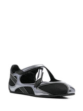 The Attico Floor 01 Black Mesh and Leather Ballet Flats Black
