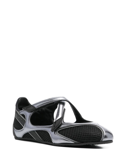 The Attico Floor 01 Black Mesh and Leather Ballet Flats Black