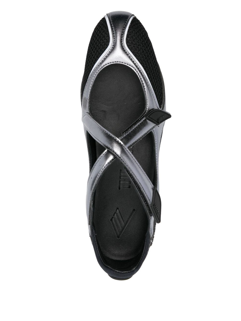 The Attico Floor 01 Black Mesh and Leather Ballet Flats Black