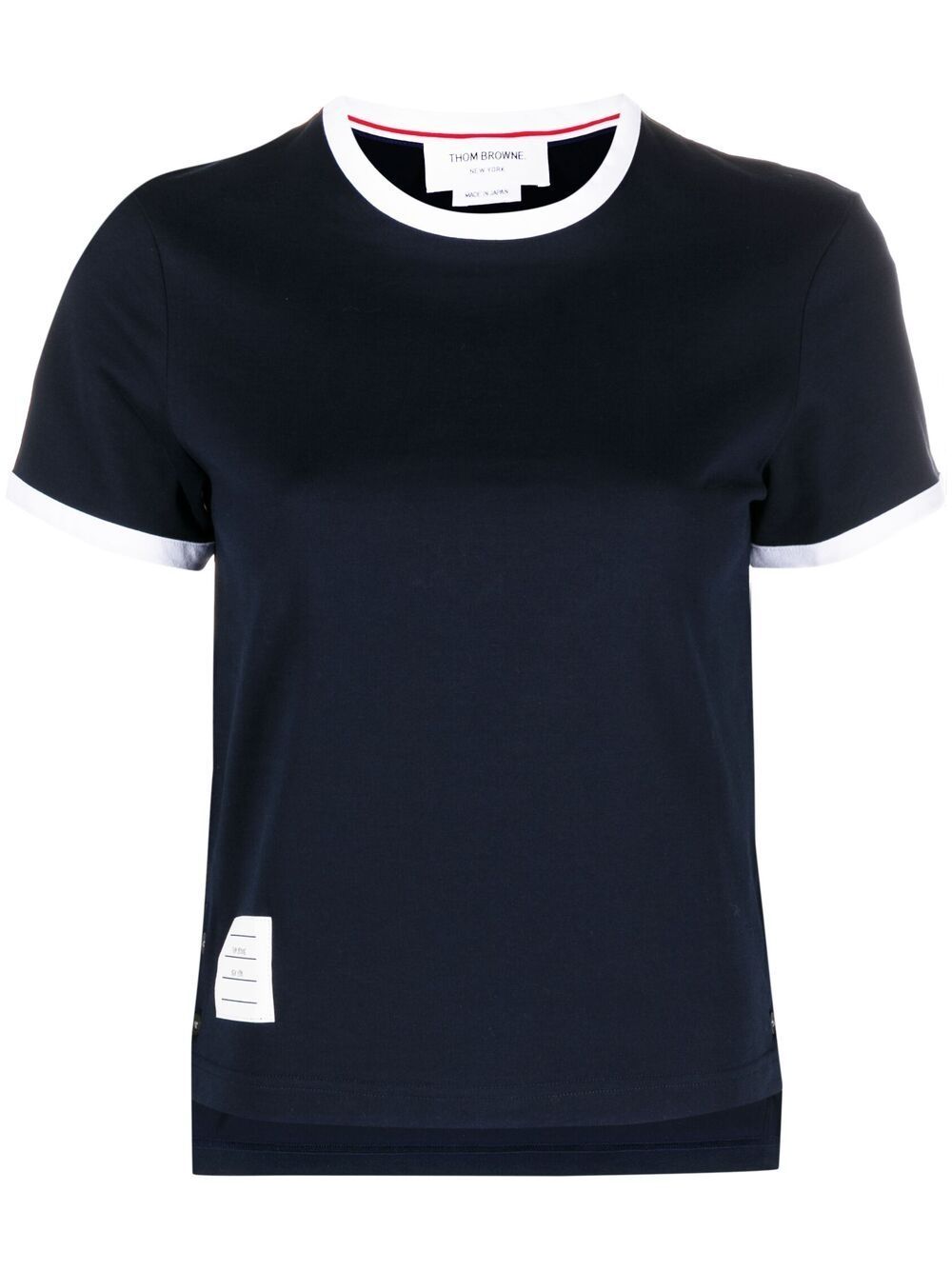 Thom Browne Cotton 4-Bar Stripe T-Shirt with Contrasting Trim Blue Blue