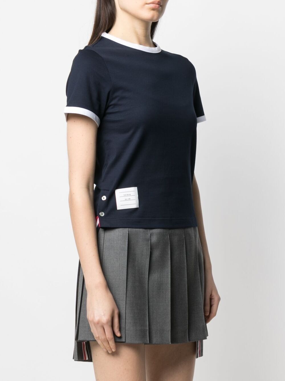 Thom Browne Cotton 4-Bar Stripe Short-Sleeved T-Shirt Blue