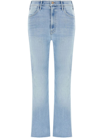 Mother The Hustler Ankle Fray Denim Jeans Light Blue
