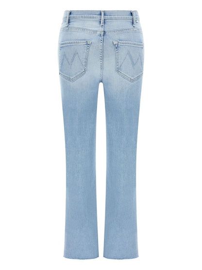 Mother The Hustler Ankle Fray Denim Jeans Light Blue