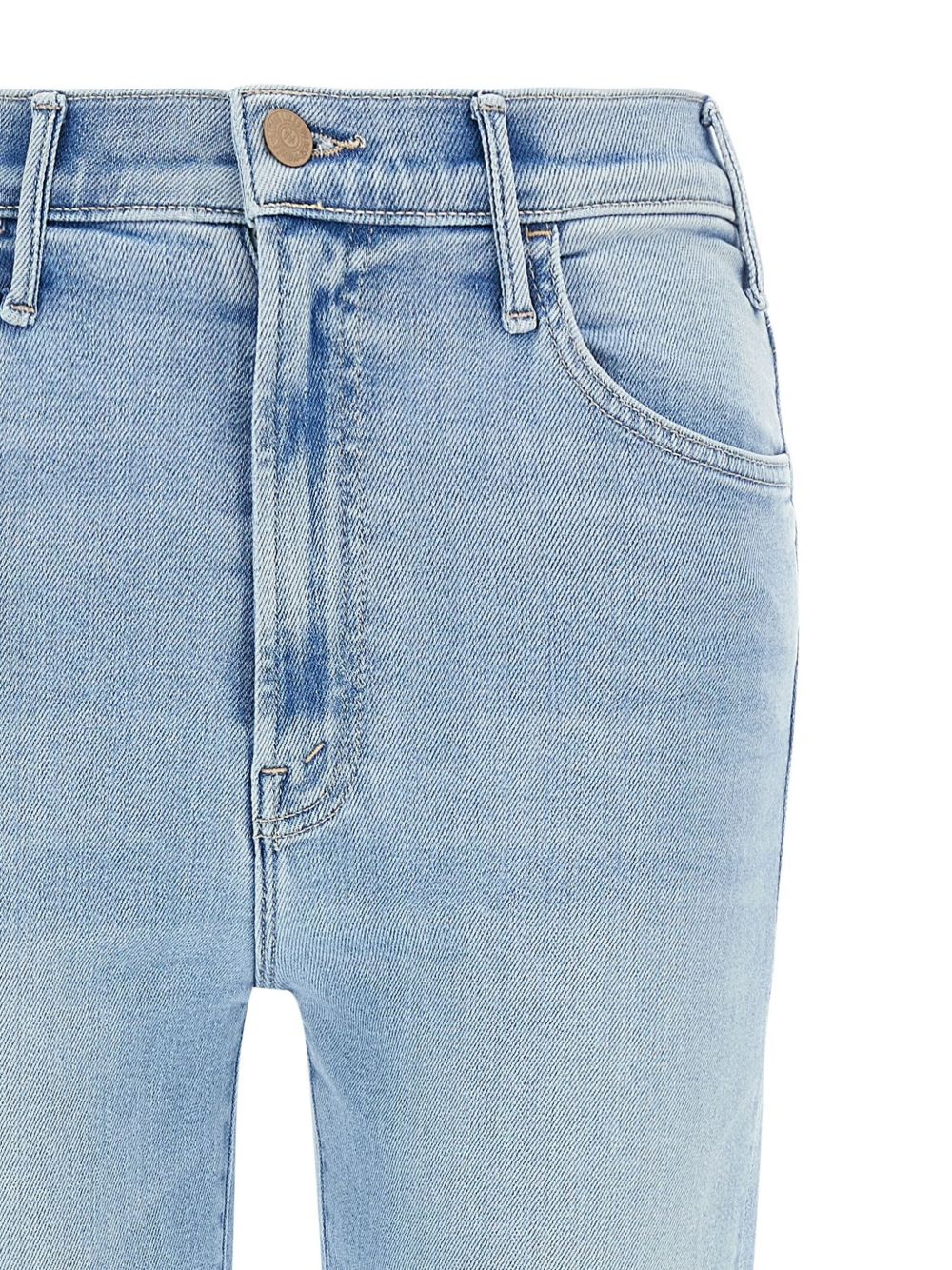 Mother The Hustler Ankle Fray Denim Jeans Light Blue