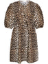 Ganni Leopard-Print Organic Cotton Mini Dress Brown