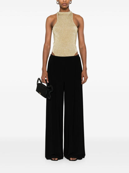 Norma Kamali Pleated Wide Leg Trousers Black