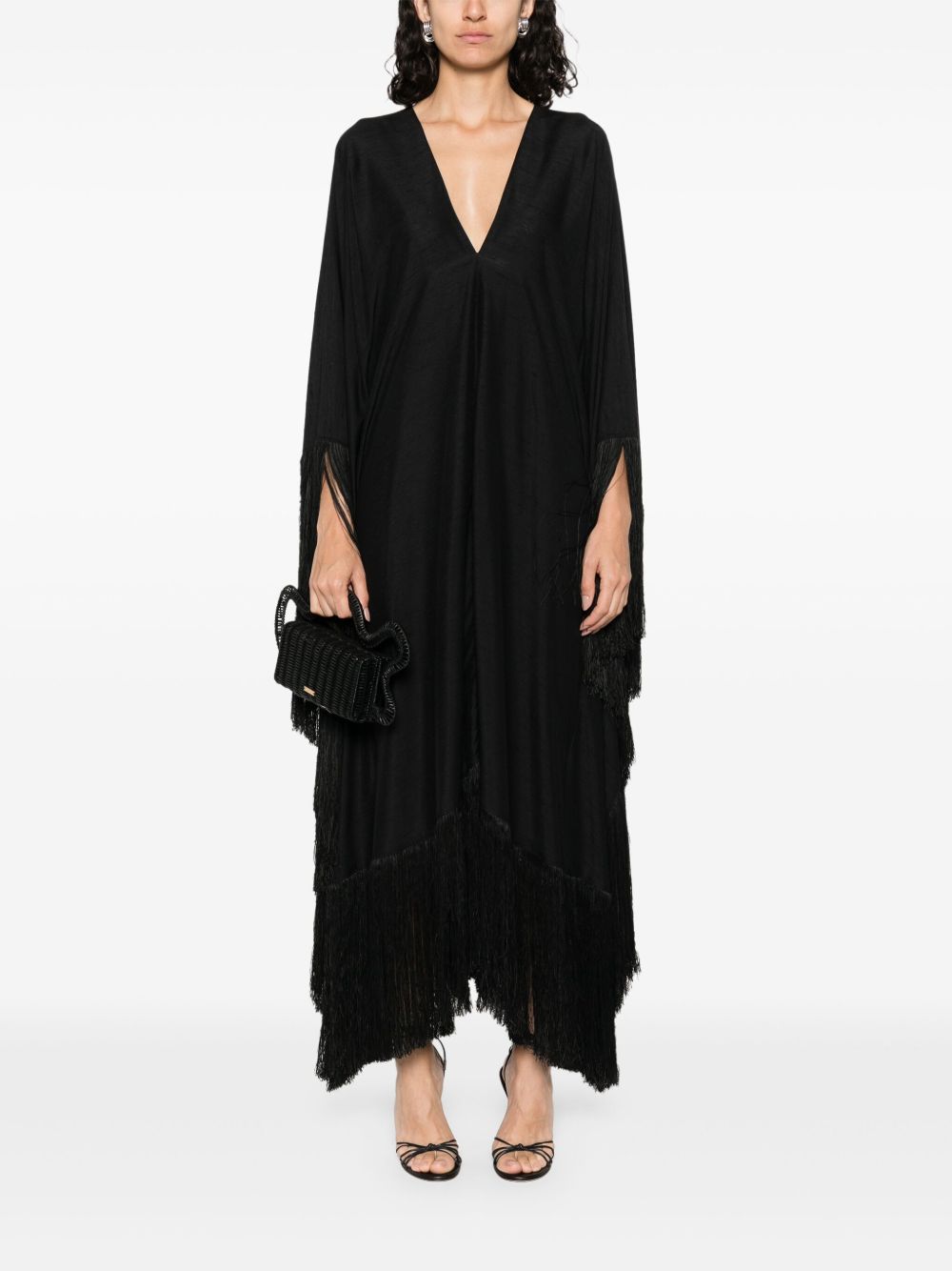 TALLER MARMO PRE Fringed Kaftan Dress Black