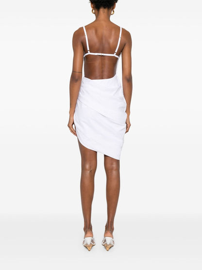 JACQUEMUS La Robe Saudade Open Back Buckle Midi Dress White White