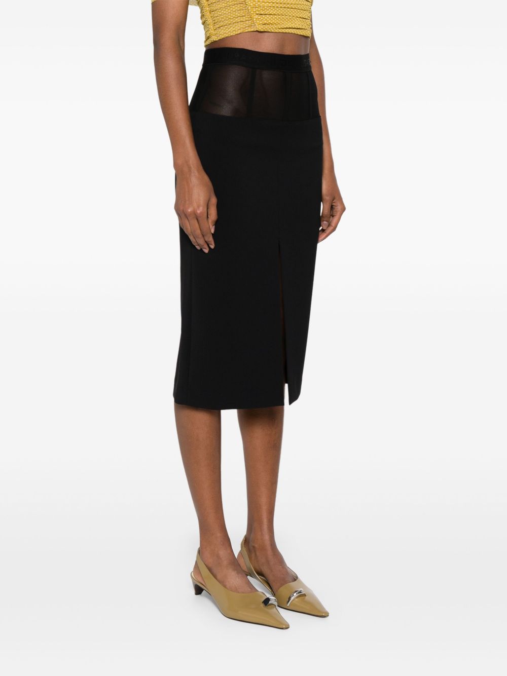 Elisabetta Franchi Frontal Split Midi Skirt Black