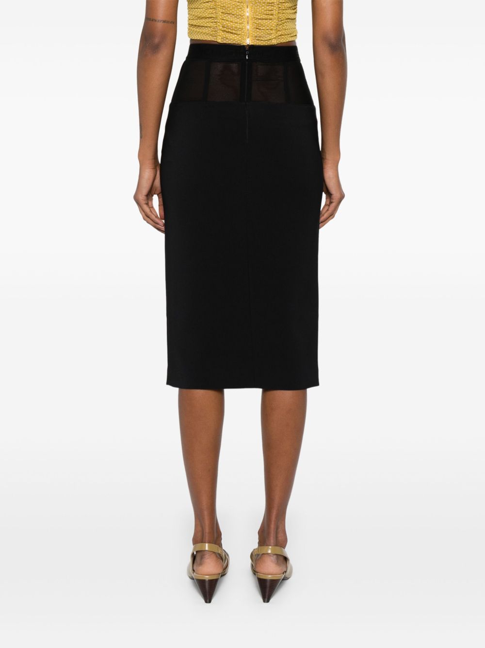 Elisabetta Franchi Frontal Split Midi Skirt Black