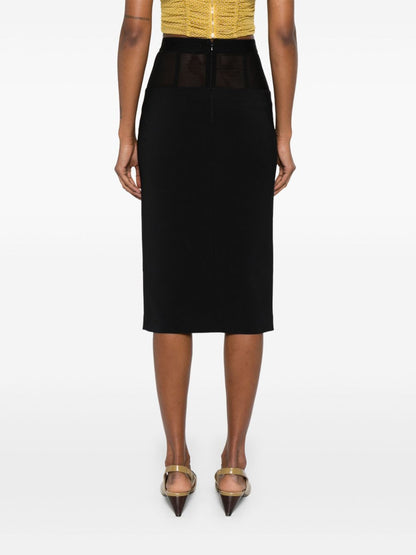Elisabetta Franchi Frontal Split Midi Skirt Black