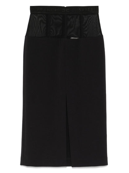 Elisabetta Franchi Frontal Split Midi Skirt Black