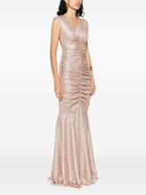 Norma Kamali Curled Fishtail Shirred Long Dress Powder