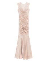 Norma Kamali Curled Fishtail Shirred Long Dress Powder